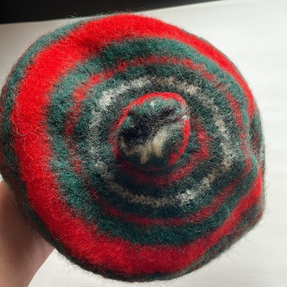 Retro Severson Tam Beret Wool Red Pom Hat Scotland Bagpipe Winter Prep Academia - Picture 2 of 15